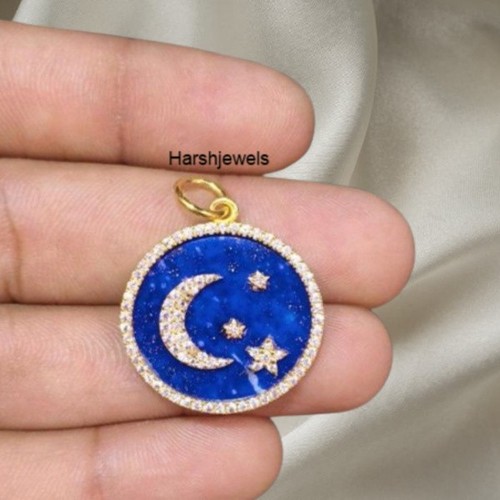 Lapis lazuli crescent star - lapis,